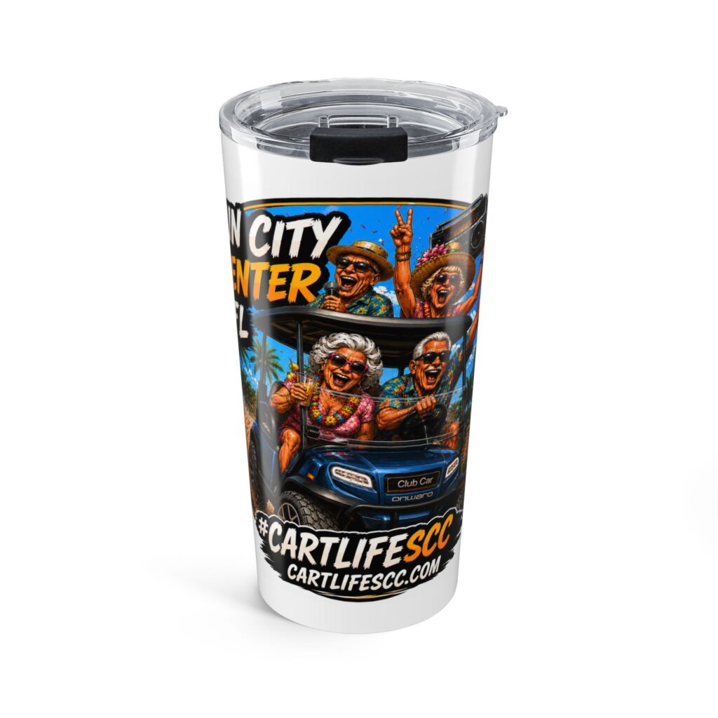 Sun City Center FL golf cart 20oz insulated tumbler from CartLife Florida